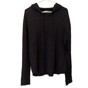 Vince Men's Drawstring 100% Cotton Dark Blue/Black Hooded Pullover Sweater Large